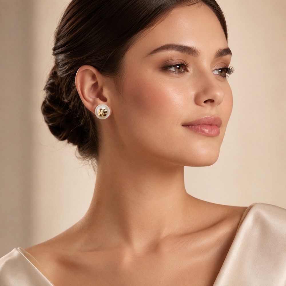 KATE SPADE Women's New Pearls On Pearl Stud Earrings Cream Gold Flower KG841 - Picture 1 of 7